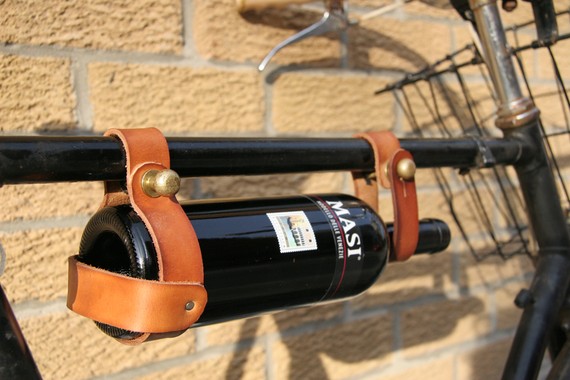 The Bicycle Wine Rack In Action, Leather Wine Rack