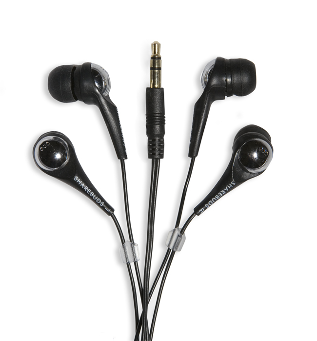 ShareBuds: One Headphone Jack, Four Ear. earphones for 2 persons. 
