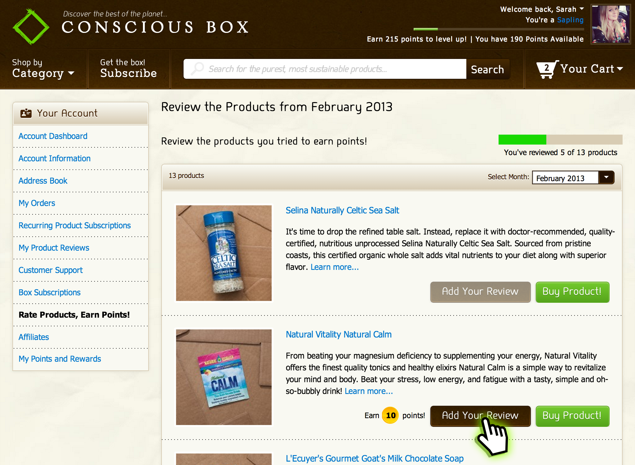 Conscious Box - Rate Page Demo