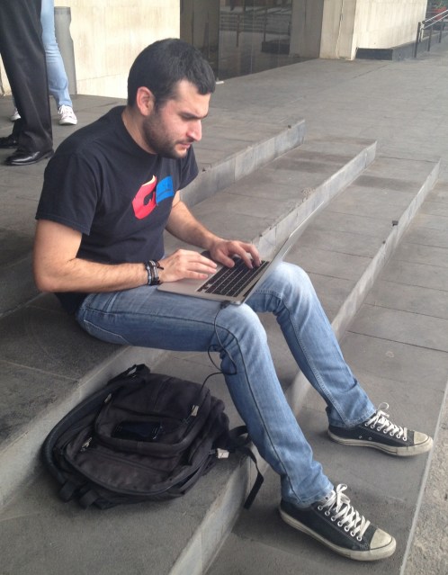Hacking on the steps of Congress.