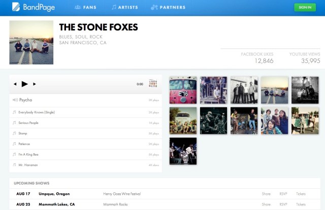 profile_BandPage Dashboard