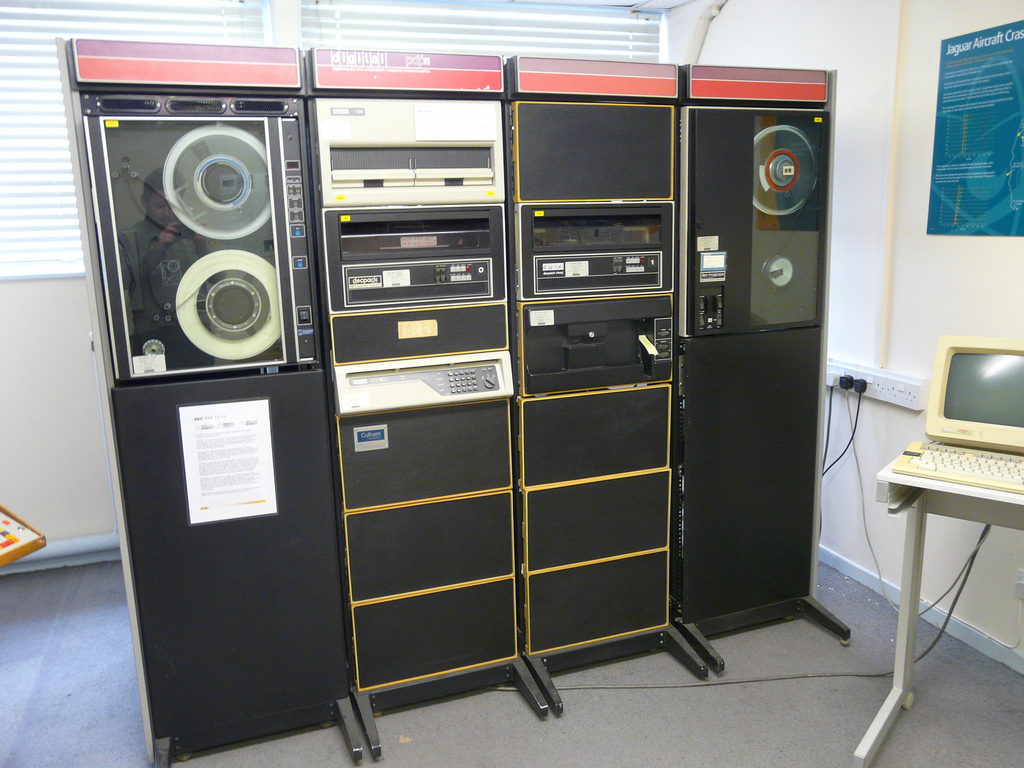 Old DEC computer with tape drives.
