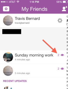 Screenshot of view count data on Snapchat