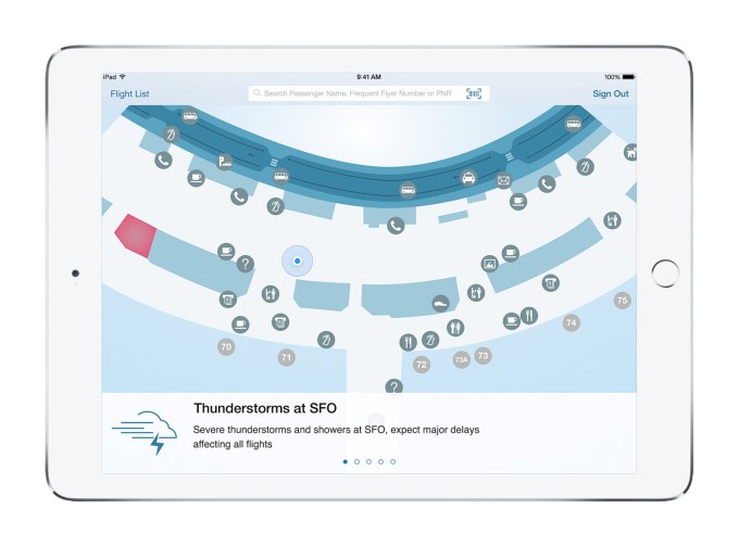 IBM-Apple airline customer service app on iPad.