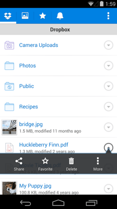 Here's what the old Dropbox app looked like.
