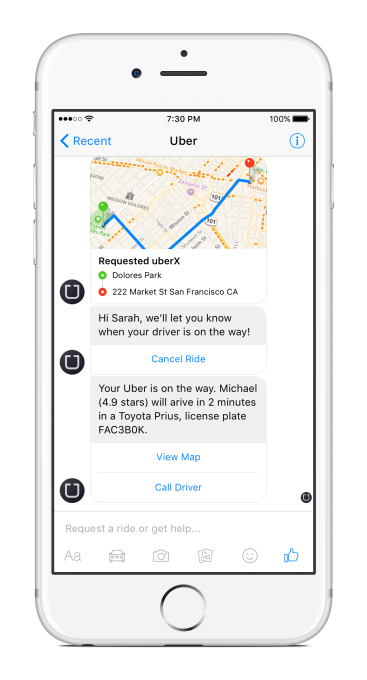 Uber on Messenger-ride-updates