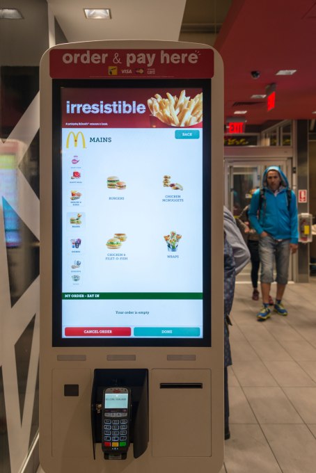 YONGE STREET, TORONTO, ONTARIO, CANADA - 2015/05/27: The technology invading business to save jobs: Macdonald's self ordering kiosk installed in a building. (Photo by Roberto Machado Noa/LightRocket via Getty Images)