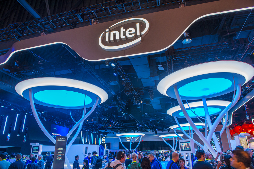 Intel booth at a conference.