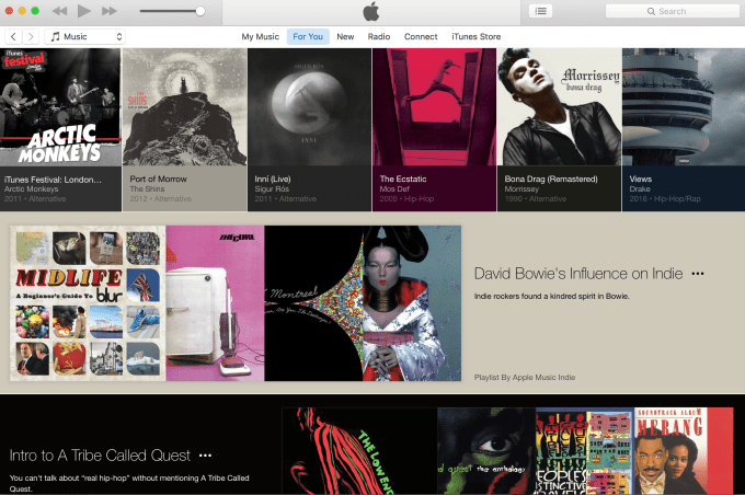 Apple Music's For You section looks like a blog