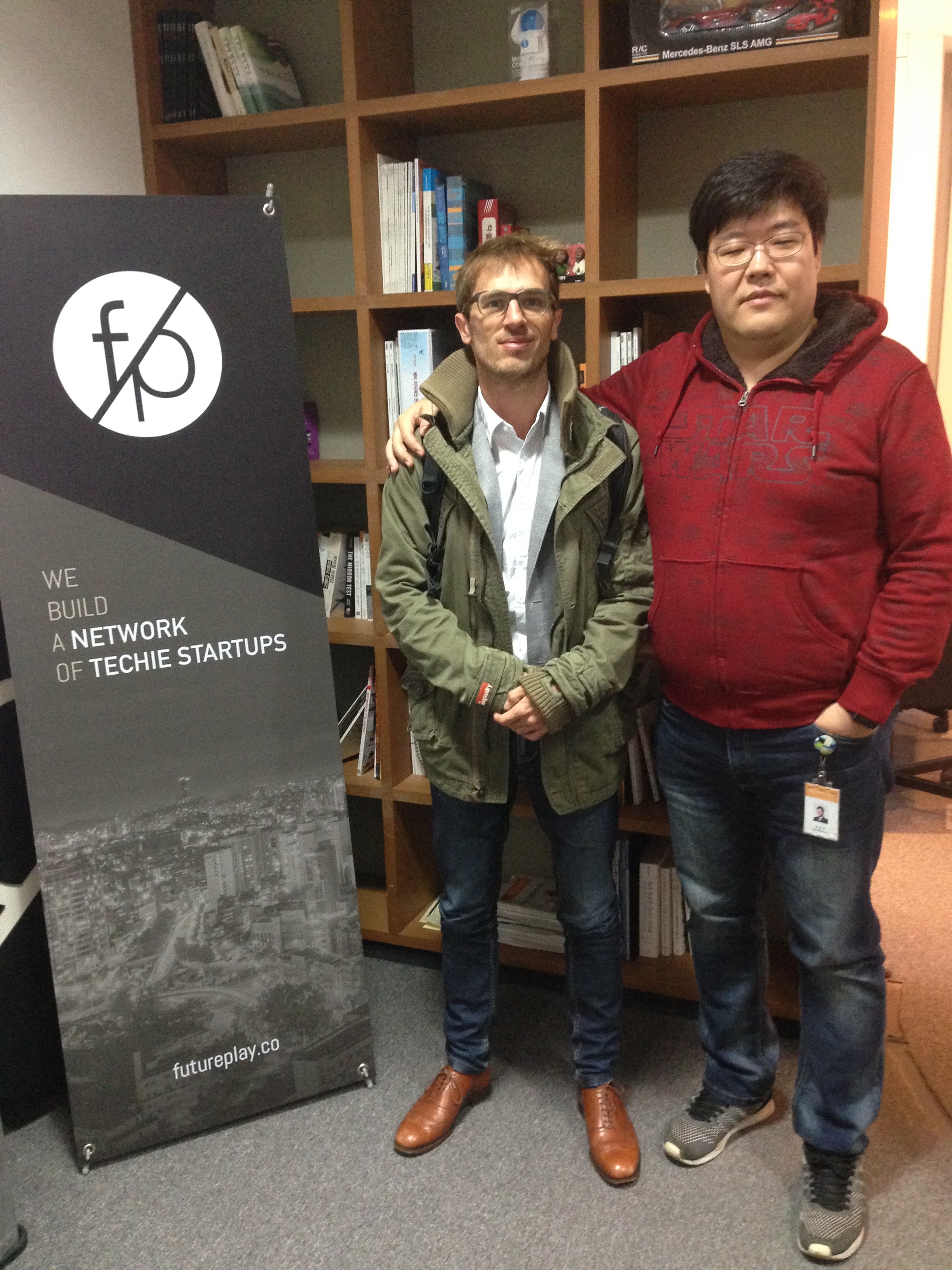 South Korea accelerator FuturePlay co-founder Jung-Hee Ryu with Martin PAsquier