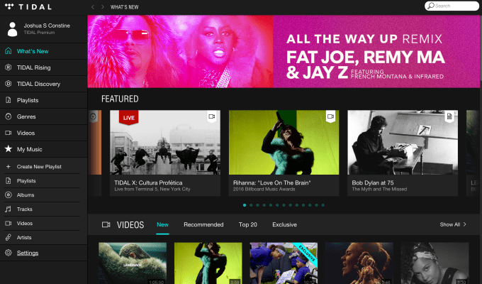 Tidal's Browse page looks like a blog too