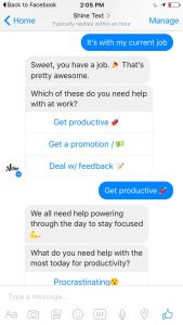 Dip into Facebook Messenger to get some bot-powered advice from Shine