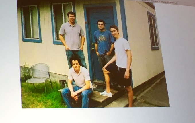 Box's four founders around 2005 outside their converted garage apartment/headquarters.