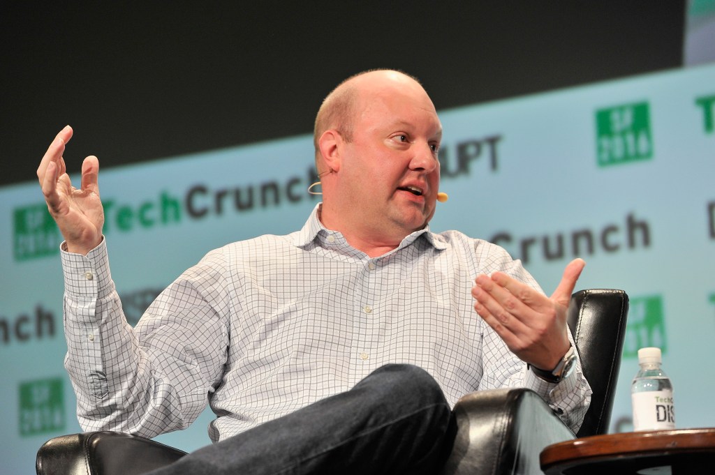 Marc Andreessen speaks onstage during TechCrunch Disrupt SF 2016 at Pier 48 on September 13, 2016