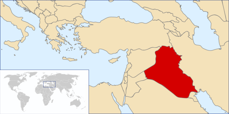 Iraq on the world map.