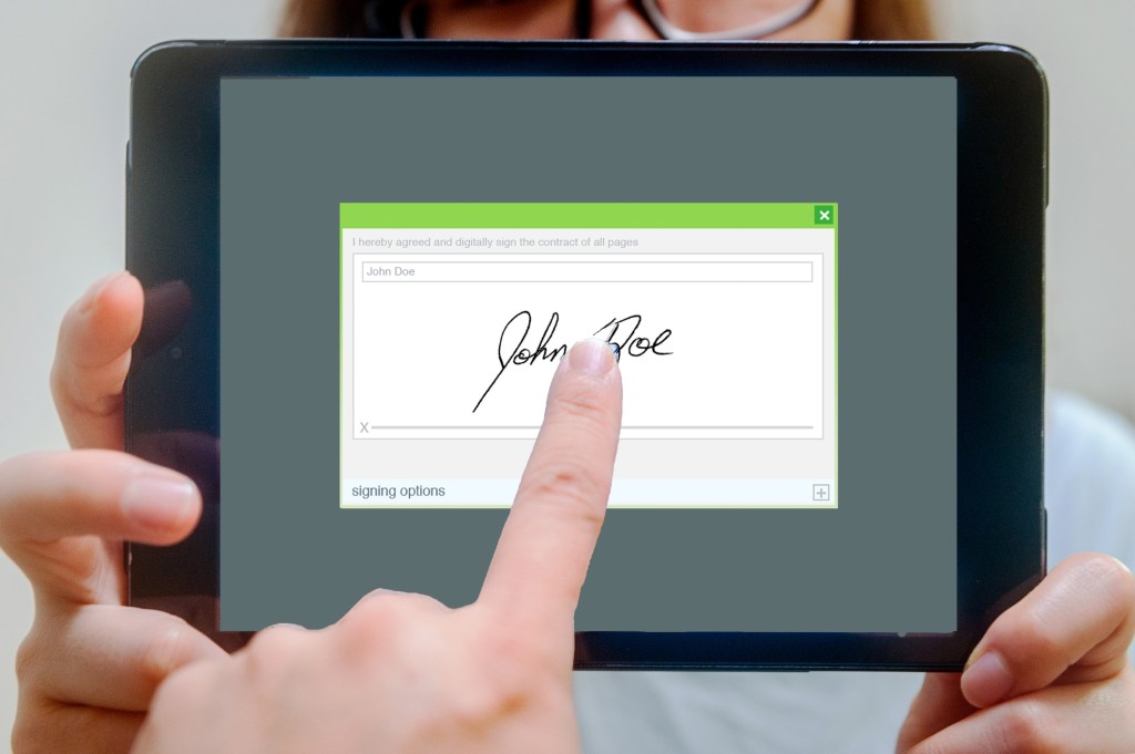 Digital signature on tablet