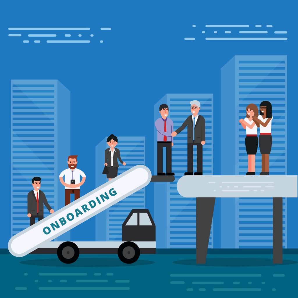 Employees onboarding concept. HR managers hiring new workers for job. Recruiting staff or personnel in their business company.