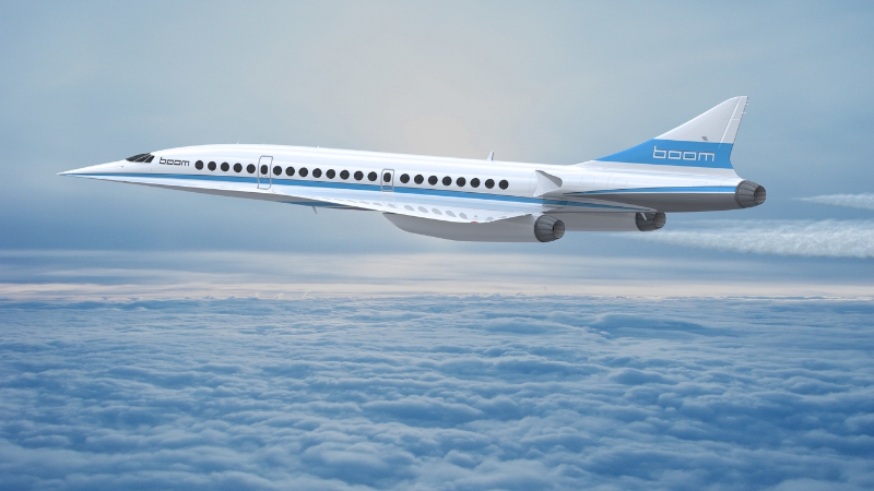 Boom supersonic plane in flight. (PRNewsFoto/Boom Technology, Inc.)