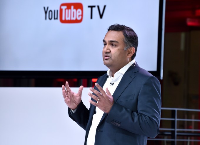 LOS ANGELES, CA - FEBRUARY 28: YouTube Chief Product Officer Neal Mohan speaks onstage during the YouTube TV announcement at YouTube Space LA on February 28, 2017 in Los Angeles, California. (Photo by Jeff Kravitz/FilmMagic for YouTube)