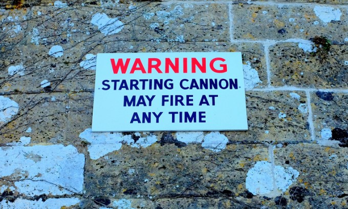 Warning: Starting cannon may fire at any time sign