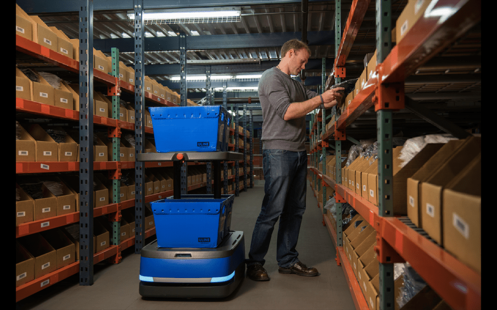 6 River Systems flagship robot, Chuck, helps warehouse workers pick items faster.