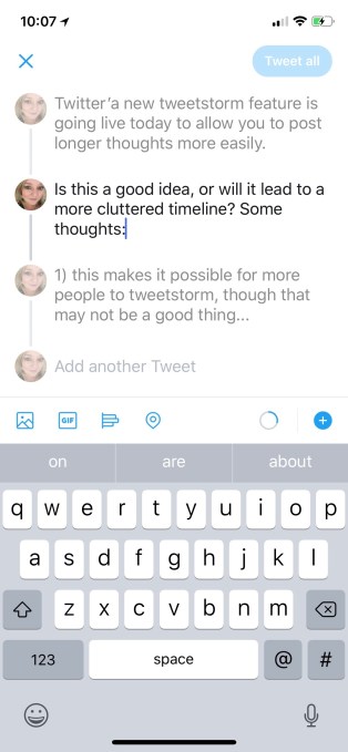 Twitter officially launches 'threads,' a new feature for easily posting  tweetstorms | TechCrunch