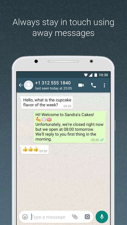 whatsapp business app away messages