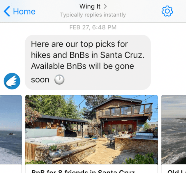 photo of Wing It is a Facebook Messenger bot meant to get you out of the house image