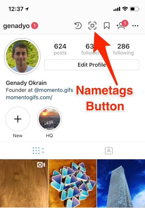 Instagram Nametag Button