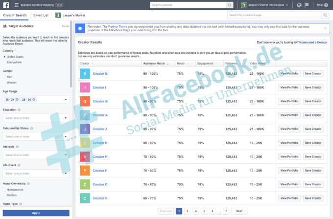 A leaked look at Facebook’s search engine for influencer marketing