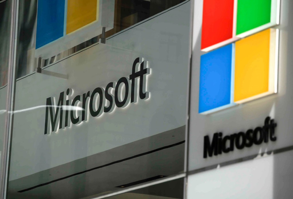 A Microsoft branch is seen on Fifth Avenue in New York City