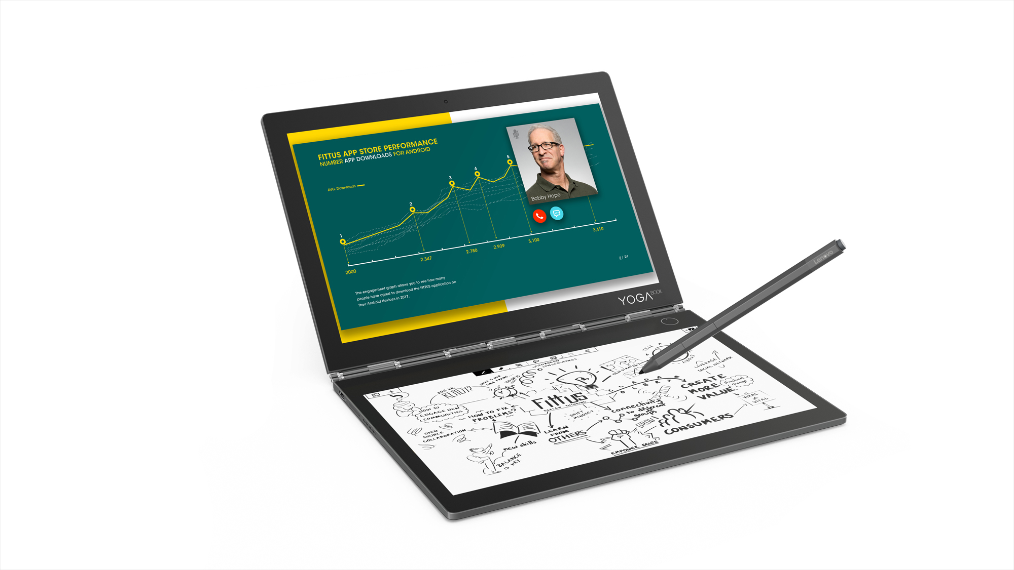 Lenovo's Yoga Book C930 swaps the keyboard for an E Ink display | TechCrunch