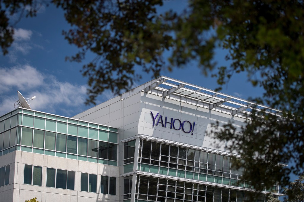 Yahoo logo on company HQ building