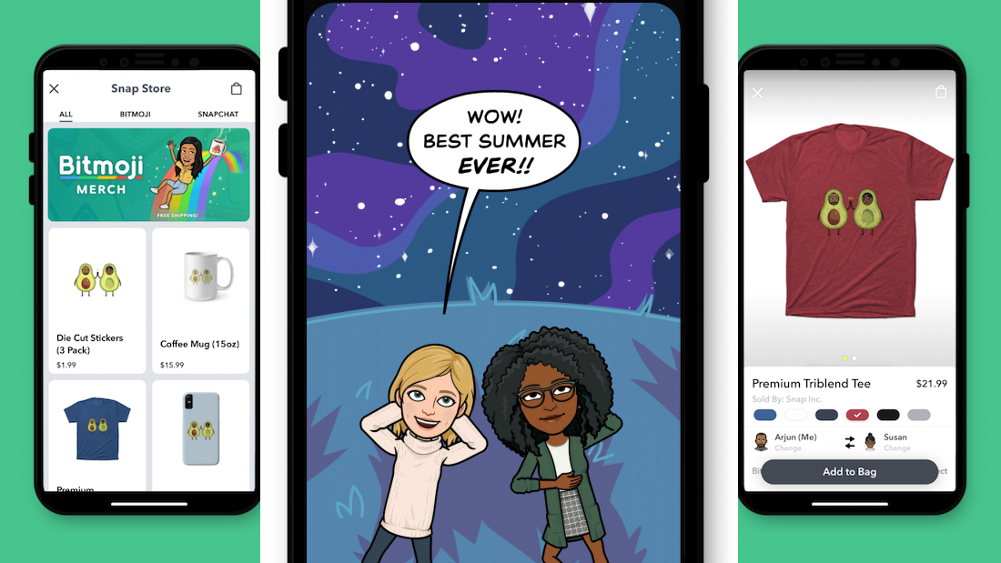 Snapchat launches Bitmoji merch and comic strips starring your avatar |  TechCrunch
