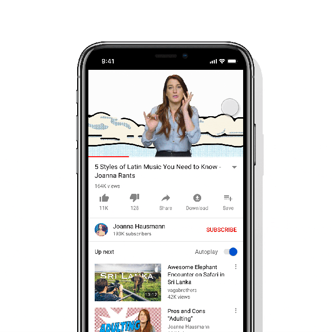 youtube mobile swipe portrait