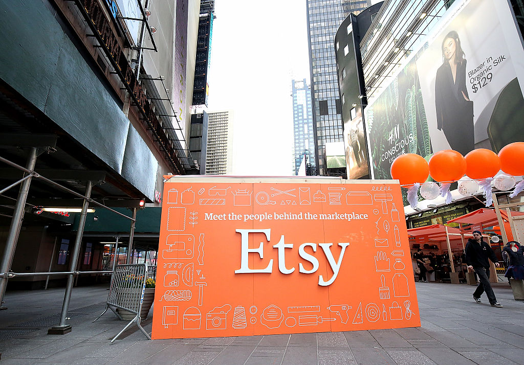 Etsy Sellers Market in Times Square celebrating Etsy's celebration going IPO at Nasdaq