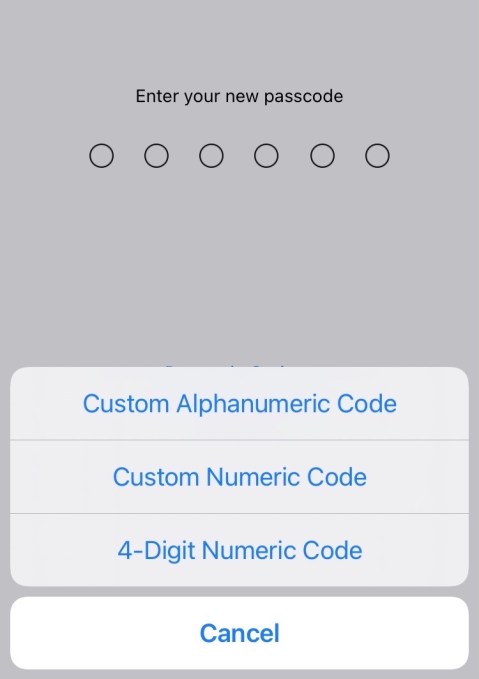 iPhone security: A screenshot of a passcode screen lock in the iPhone's Settings menu.