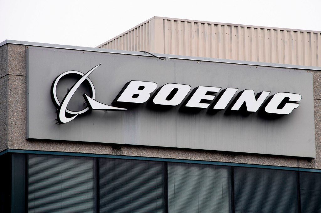 Boeing logo on a building's outer exterior