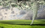 digitally generated image of money tornado.