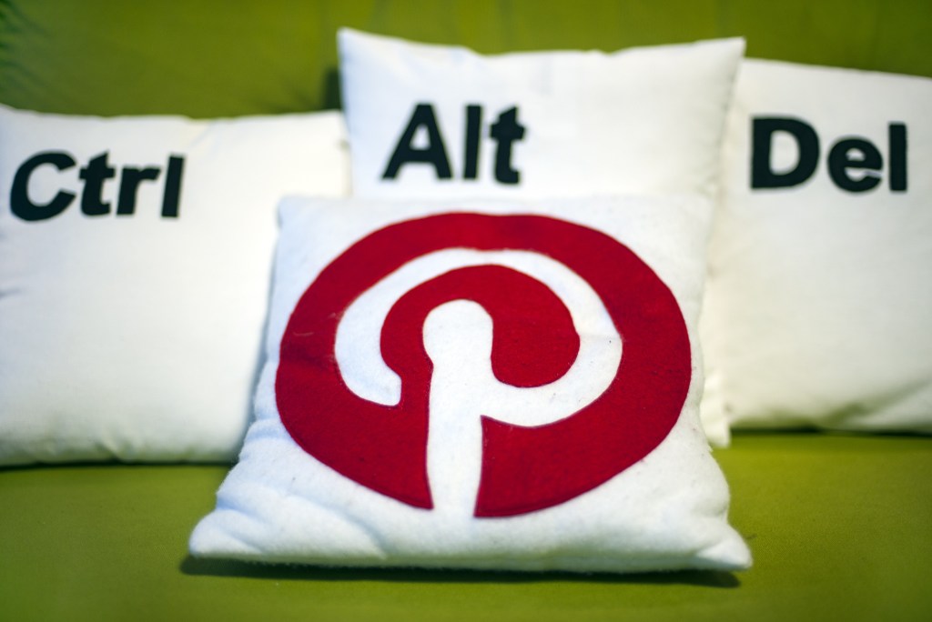 pillows displaying the Pinterest logo