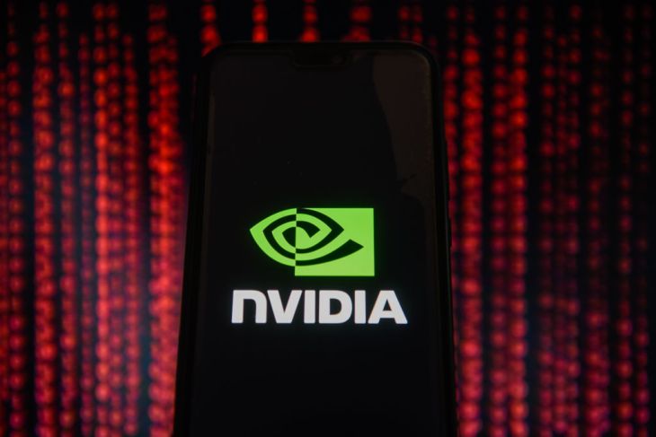 Nvidia logo is seen on an android mobile phone