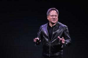 Nvidia CEO Jensen Huang speaks during a press conference