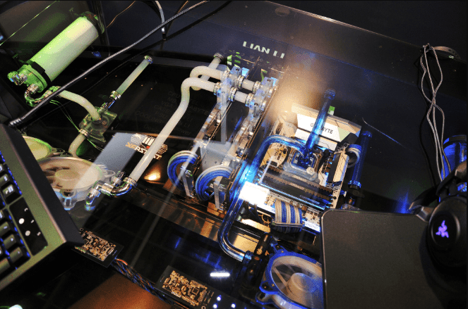 The inside of Lian Li's DK-05 combination workstation chassis