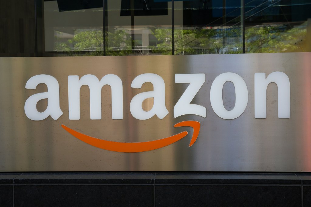 An Amazon logo seen outside a building in Toronto