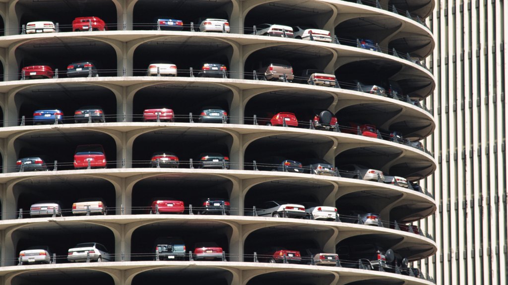 cars in parking garage