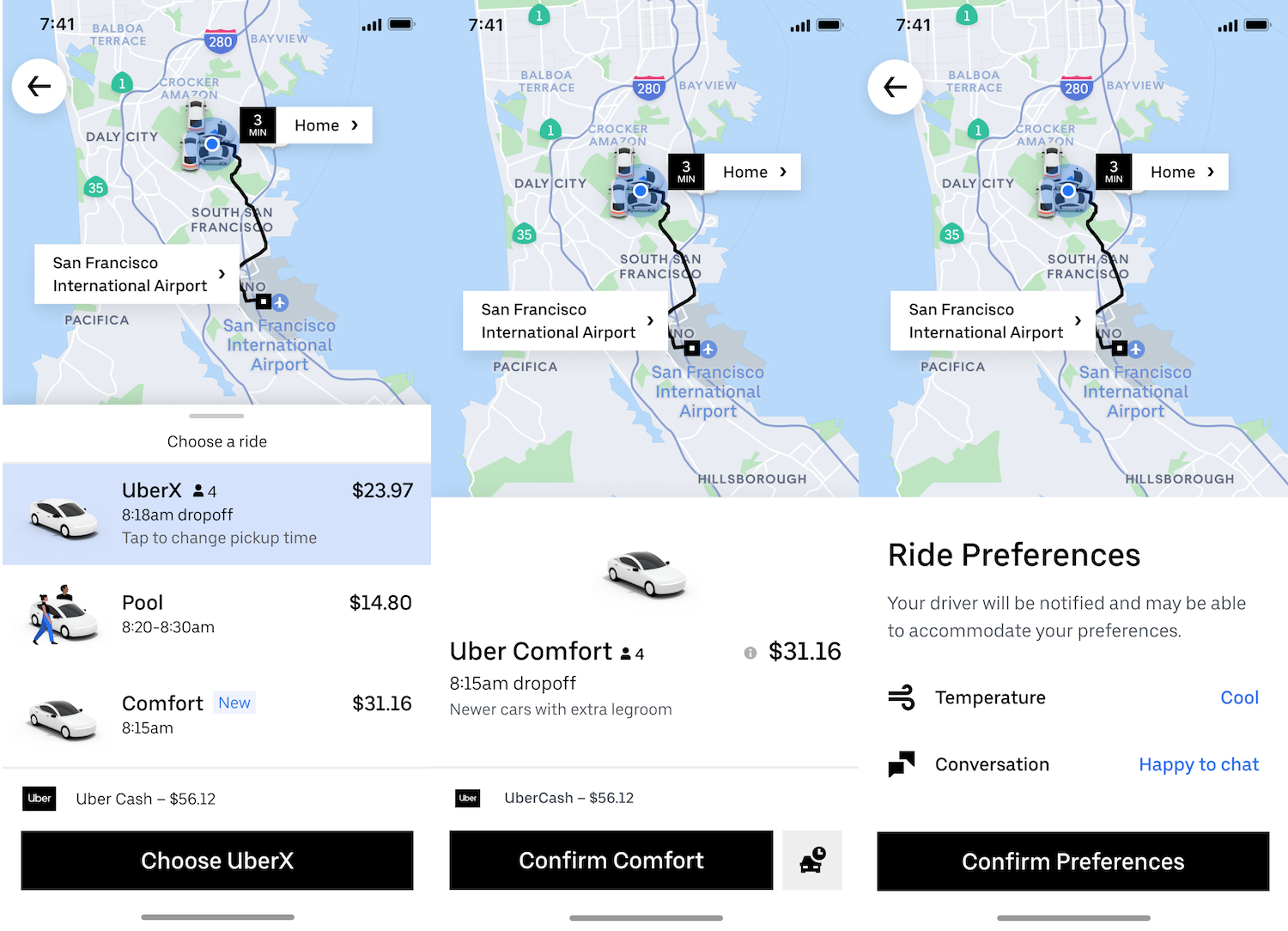 Uber Comfort Quiet Ride Rider Preferences