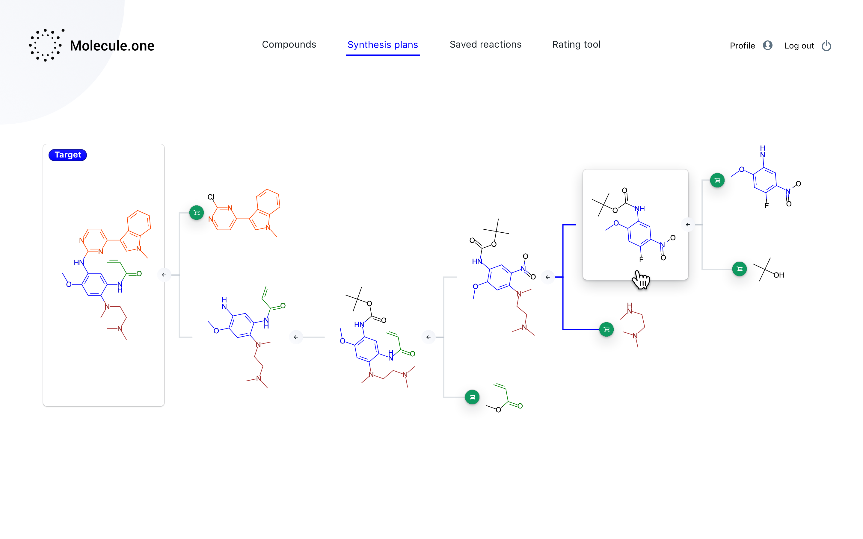 1.4.0 Molecule Dashboard Reaction tree