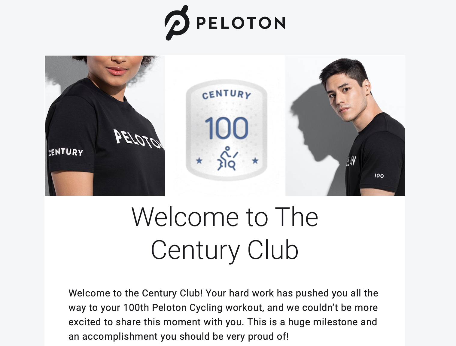 Peloton Century Club Free Shirt