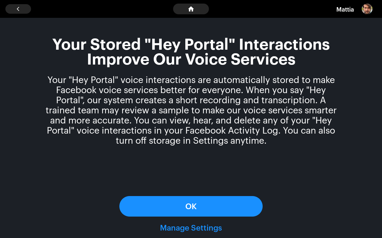 Portal Privacy Set Up Notice Screen