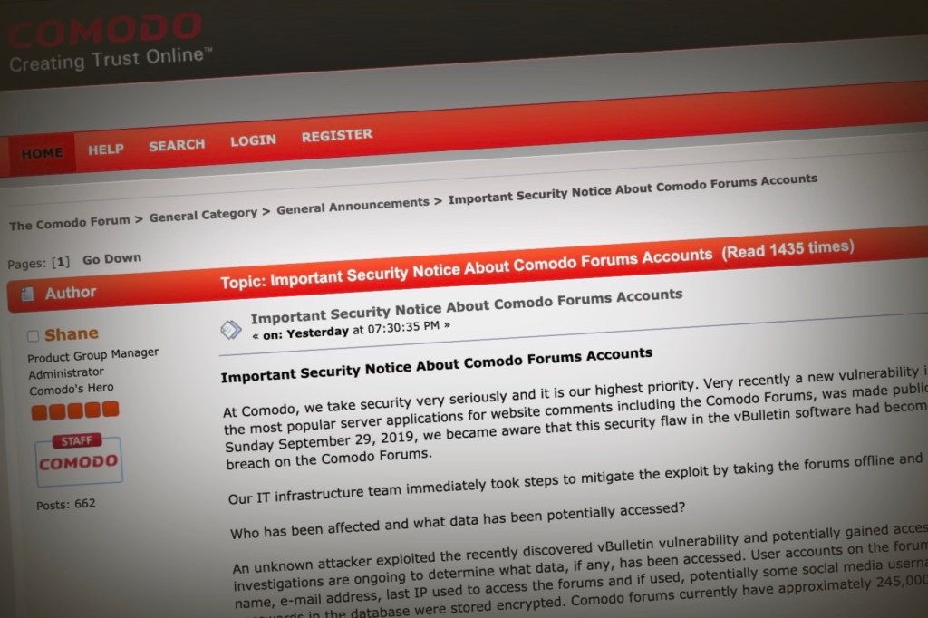 Cybersecurity giant Comodo can’t even keep its own website secure